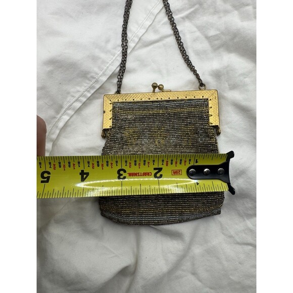 Antique Edwardian 1900s French Steel Mesh Purse Art Nouveau Silver Gold Tone - Picture 4 of 11